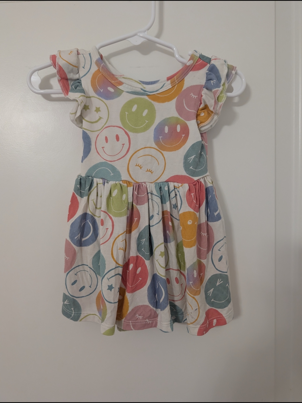 Play Little Sleepies Bamboo Multicolor Smiley Flutter-Sleeve Twirl Body Suitâ